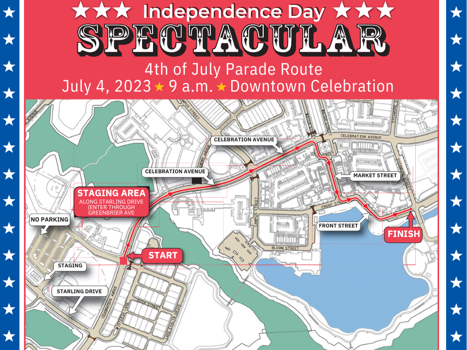map of fourth of july in celebration parade